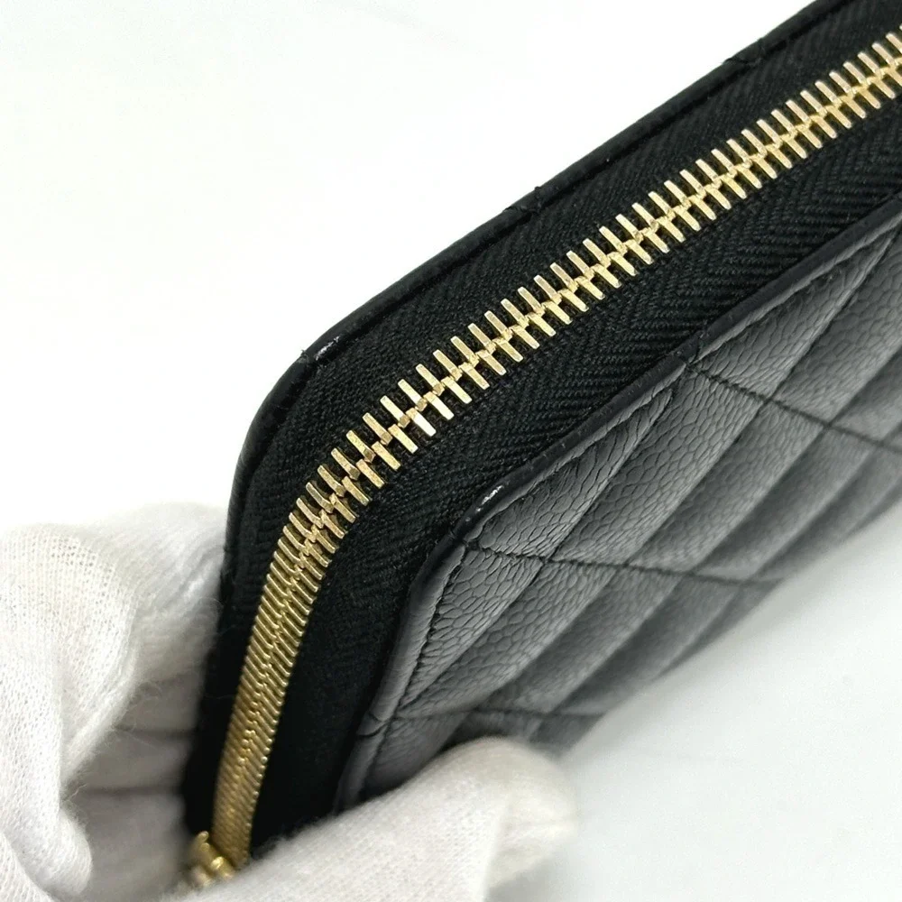 CHANEL Authentic Black Caviar Leather Logo Wallet - Picture 7 of 16